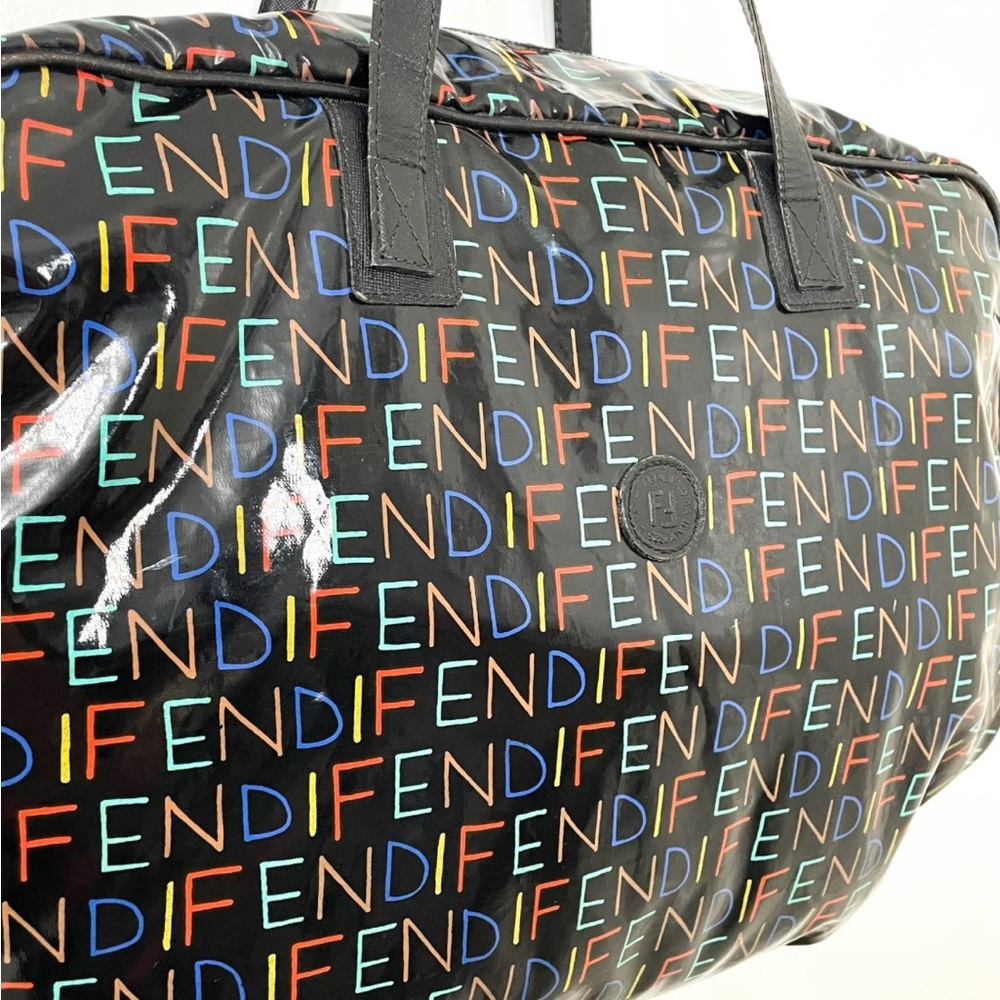Fendi Black Multicolor Logo Duffel Bag